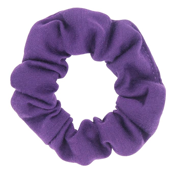12pcs Cotton Hair Scrunchies Single Jersey Solid Color Ponytail Holders Elastic Hair Ties for Women Accessories (Purple)