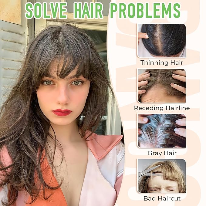 Bangs Hair Clip in Bangs 360°3D Cover Hair Topper Synthetic HairPieces for Women Ash blonde mix Bleach Blonde Wispy Fake Bangs Toppers for Daily Wear