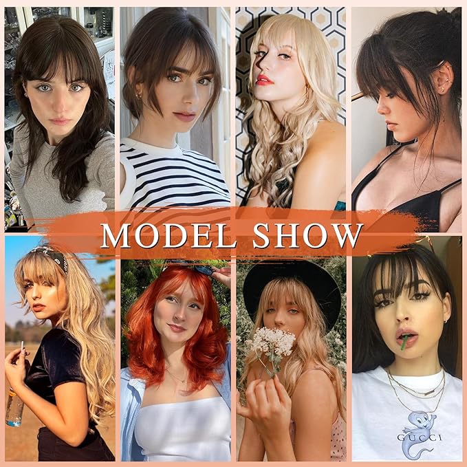 NAYOO Bangs Hair Clip in Bangs 100% Real Human Hair Extensions Wispy Bangs Clip on Air Bangs for Women Hairpieces Curved Bangs (Copper Red, Wispy Bangs)