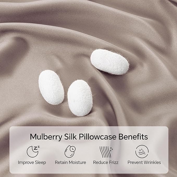 INFIIXSO Mulberry Silk Pillowcase for Hair and Skin, Silk Pillow Cases King Size with Hidden Zipper 20x40 Inches, Extraordinary Smooth and Soft Cooling Pillow Cases for Hot Sleepers(Caramel, 1 Pack)