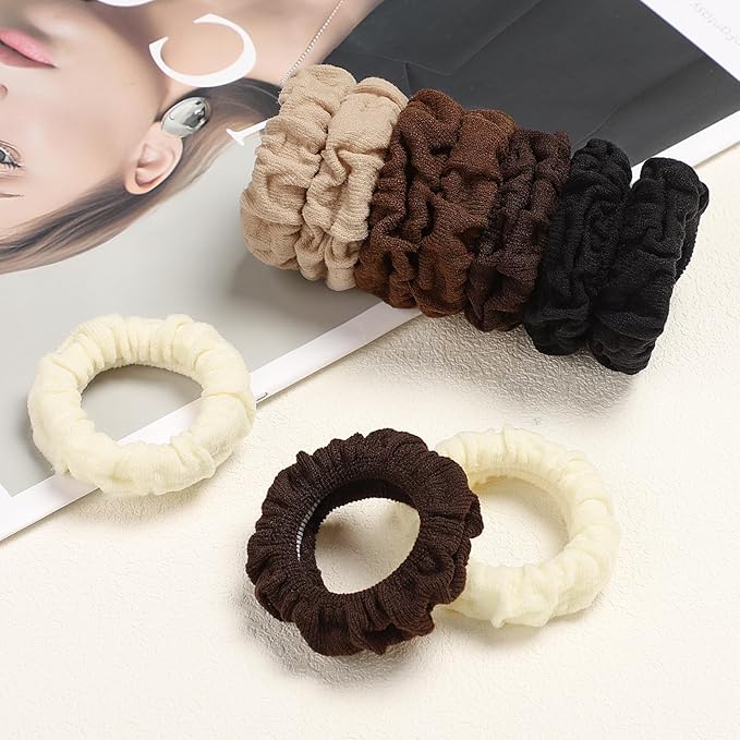 WantGor Hair Ties, Women 10PCS Hair Bands No Damage Elastic Scrunchies Seamless Ponytail Holders Hair Accessories Head Bands for Women's Thick Thin Hair (Neutral)