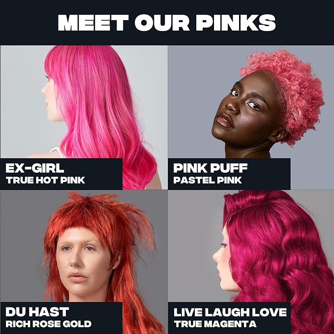Good Dye Young Semi-Permanent Hair Color, Vegan and Cruelty-Free Magenta Pink Hair Dye, Last up to 24 Washes, Non-Damaging Conditioning Hair Color (5FL OZ, Live Laugh Love)