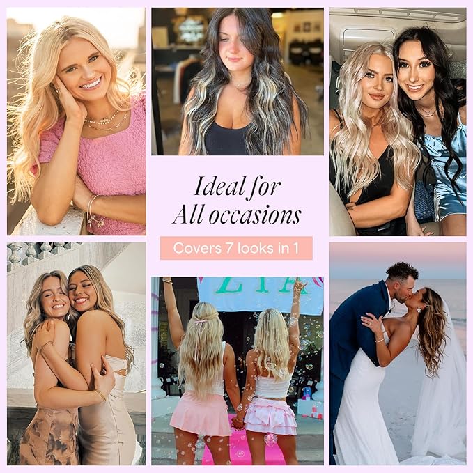 Full Shine Blonde Hair Extensions Clip in 12 Inch, Ash Brown Highlight Blonde Clip In Hair Extensions Real Human Hair for Thin Hair Add Thickness Straight 7 Pcs 95g