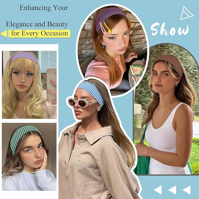 4pcs Headbands for Women Striped n's Hair Workout Yoga Running Hair Bands for Women's Hair Accessories