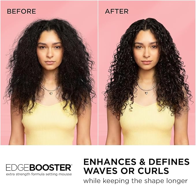 Style Factor EDGE BOOSTER Extra Strength Setting Mousse Travel Size – Frizz Control, Extra Volume, and Conditioning – 2.5oz Orange Ruby Mousse for Curly Hair