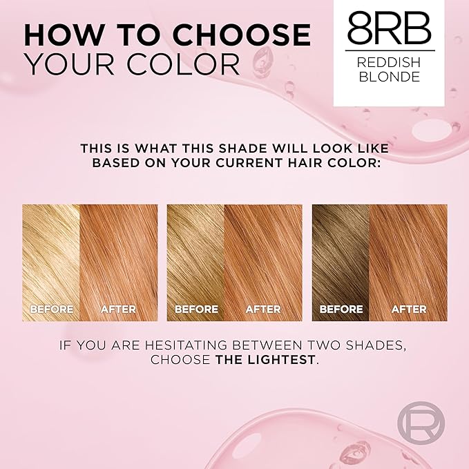 L'Oreal Paris Excellence Crème Permanent Hair Dye, Triple Care Hair Color with Pro-Keratine Complex for 100% Gray Hair Coverage, 8RB Reddish Blonde, 1 Kit (Pack of 2)