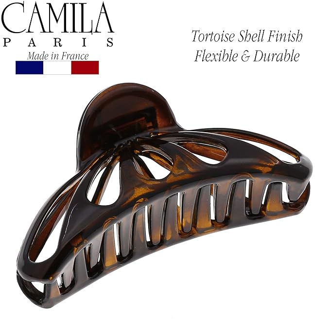 Camila Paris NV110 French Hair Clip for Women Thick Hair for Long Curly Wavy Hair, Gold, Girls Hair Claw Clips Fashion Styling Hair Accessories for Women, Strong Hold No Slip Grip, Made in France