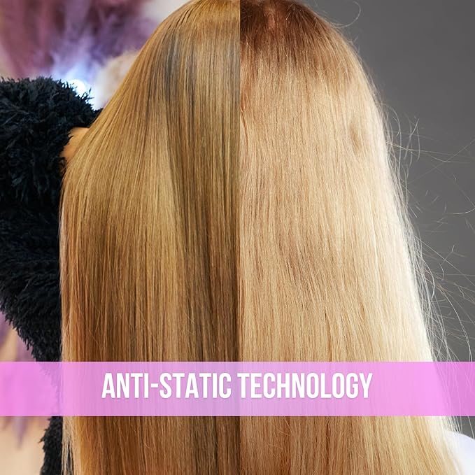 SimplyHair Ultimate Hair Extension Brush & Detangler Anti-Static, Dual Bristle Design, Soft Boar Bristle, Great for All Hair Types & Extensions - Pink & Purple Ombre Brush Ideal for Adults & Kids