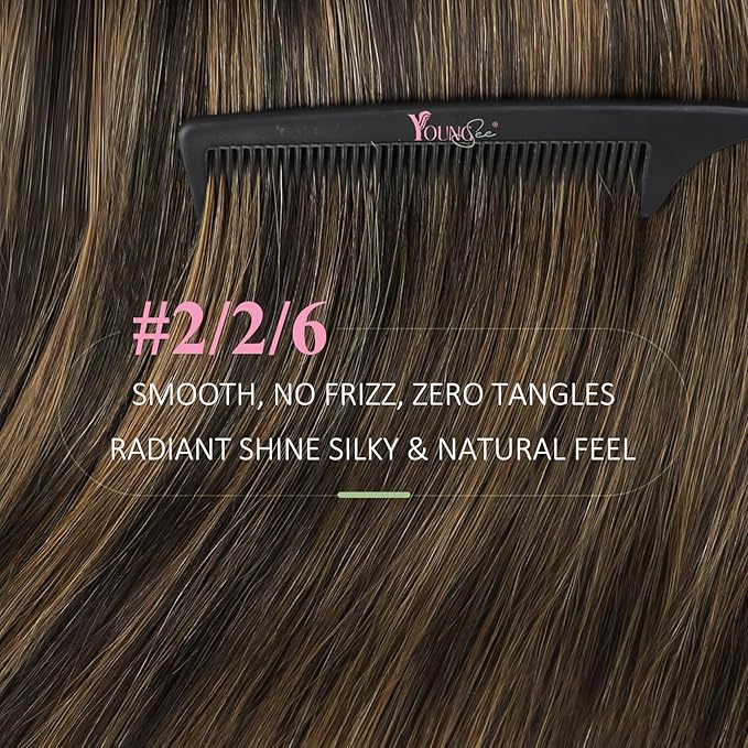YoungSee Tape in Extensions Human Hair Balayage Tape in Hair Extensions Dark Brown Tape in Hair Extensions Ombre Brown Human Hair Tape-in Extension Short Hair 12In Tape-ins Hair Extension 20pcs 30g