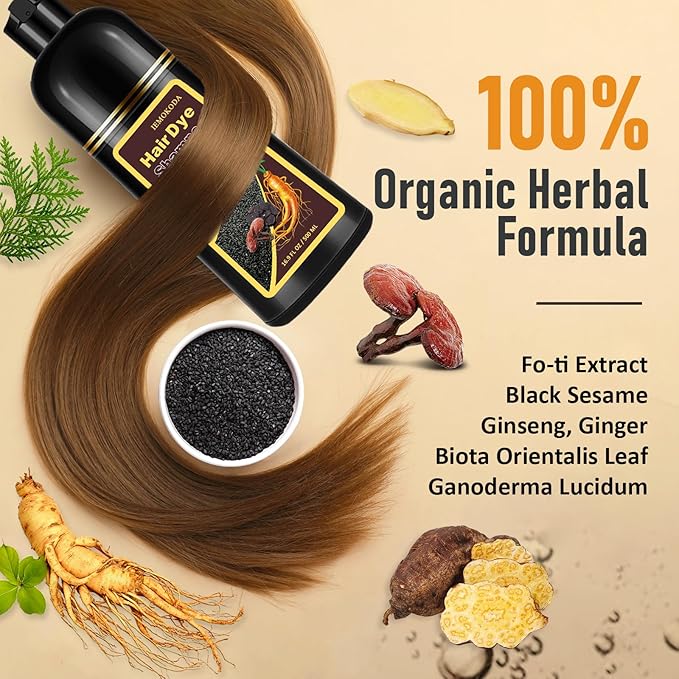Chestnut Brown Hair Dye Shampoo for Women & Men - 3-in-1 Coloring, Conditioning & Gray Coverage, Instant Color Shampoo Hair Dye, Gentle Covers Gray Hair in Minutes, Color Treated Hair, 16.9 Fl Oz