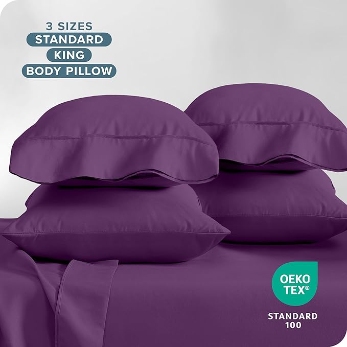 Bare Home Microfiber Plum King Pillowcases - 4 Pack, 20x40