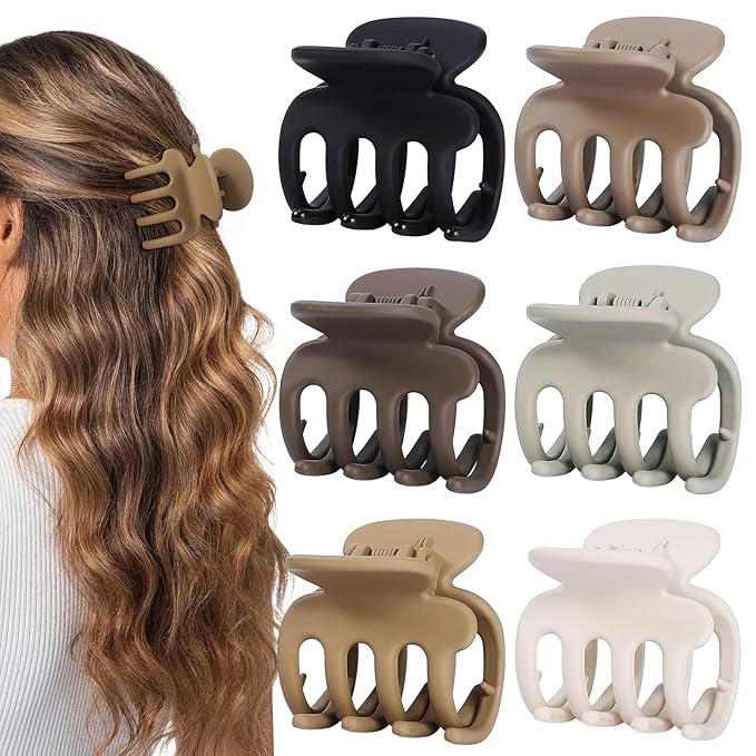 6 Pcs Hair Clips Small Claw Clips for Thin Hair Medium Matte Non-slip Hair Accessories for Women and Girls (Regular)