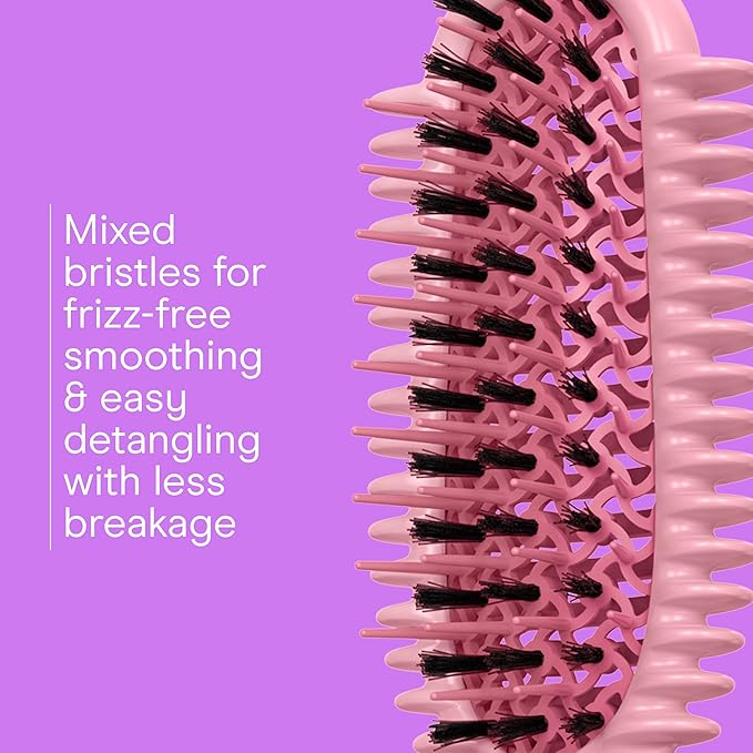 Conair Curl Define Pro Hair Brush for Curly Hair, For Shorter Hair with Tight Curls, Dual Vents with Continuous Grooves, Mixed Bristles for Frizz-Free Detangling, Smoothing, and Curl Definition