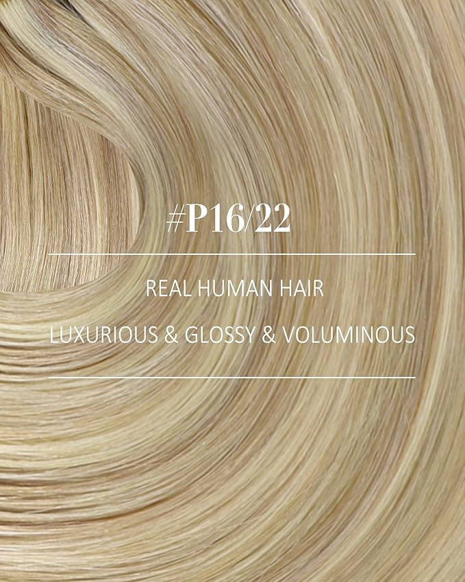 YoungSee 135G Clip in Human Hair Extension Blonde Highlight Clip in Hair Extensions Light Blonde Highlights Golden Blond Clip in Extensions Real Human Hair Dyable Remy Hair 16In 7Pcs