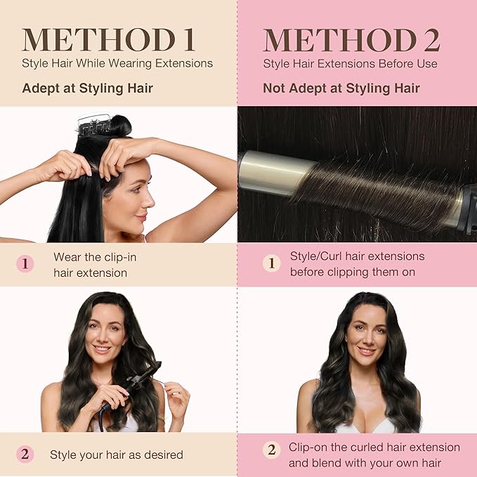 GOO GOO Clip in Hair Extensions Real Human Hair, Remy Human Hair Extensions Clip ins for Women, Natural Human Hair, 16inch 110g 7Pcs, 2A Light Brown