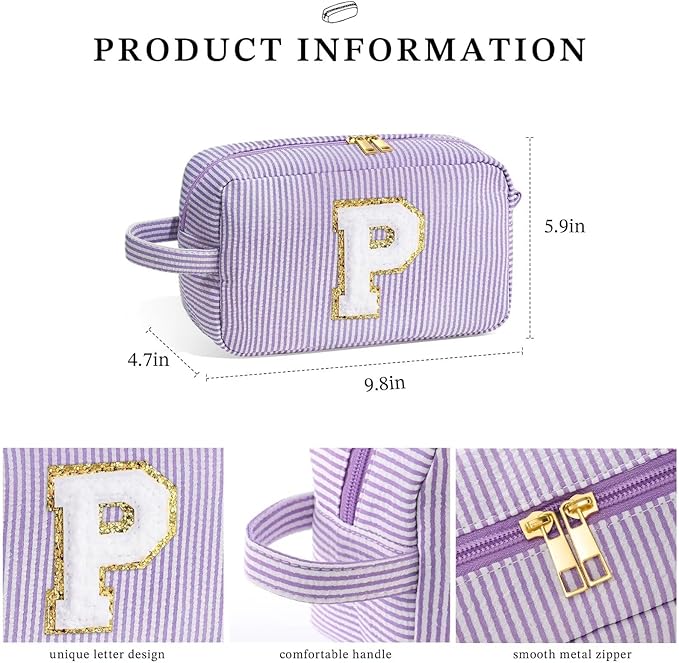 YOOLIFE Birthday Gifts for 4 5 6 7 8 9 10 11 12 13 14 15 16 Year Old Girl Gifts, Purple Gifts for Women Teen Girls Kids Her Daughter, Monogram Initial Girls Makeup Bag, Letter Z