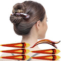 RC ROCHE 6 Pcs Duck Bill Alligator Hair Clips for Women Sectioning Flat Claw Long Thick Hair Inner Teeth Curved Styling Jaw Strong Secure Grip Salon, Medium Brown