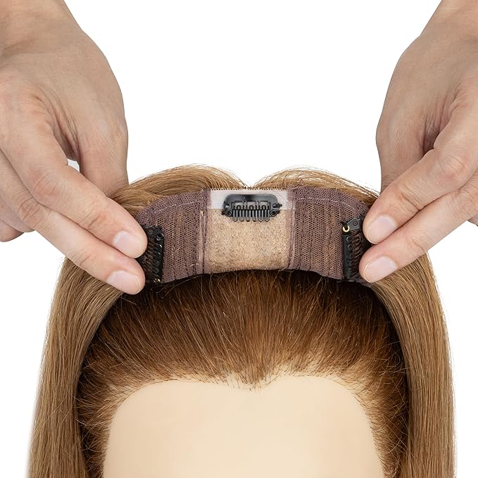 Rich Choices Hair Toppers for Women Real Human Hair 100% Human Remy Toppers NO Bangs for Women with Thinning on Top Clip in Hairpiece 4"x4.7"Lace Base 12 Inch #6 Light Brown