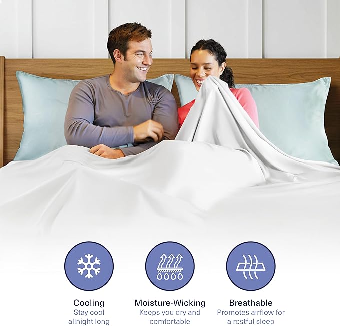 Kickoff Viscose Bamboo Pillowcase, Standard, Set of 2, 100% Organic Hidden Zippered Viscose Bamboo Pillow Case Standard Size, Cooling Pillow Cover for Hot Sleepers (20"x26" Coastal Blue)