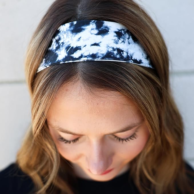 FROG SAC Sport Headbands for Girls, Adjustable Non Slip Athletic Sports Hair Bands for Women, Stretch Elastic Workout Mesh Headband for Yoga Running Exercise Soccer (Tie Dye)