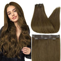Full Shine Hair Extensions Real Human Hair Clip ins 12 Inch Brown Clip in Human Hair Extension Straight Soft Natural Brown Hair for Women Add Volume 3 PCS 60 G
