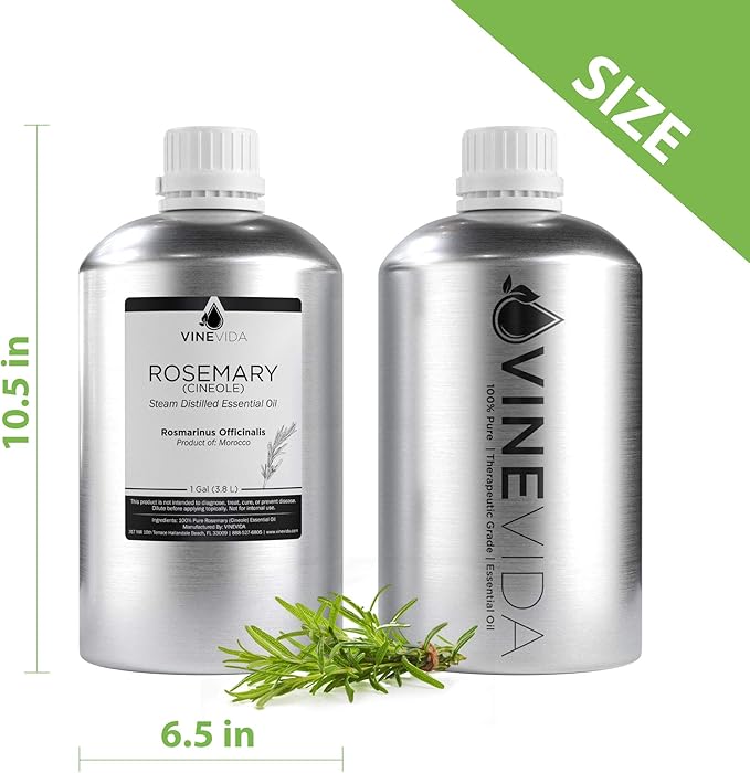 VINEVIDA Rosemary Essential Oil - Gallon Rosemary Oil Undiluted - Bulk Gallon Essential Oil for Soap Making & Candle Scents - 8 lbs