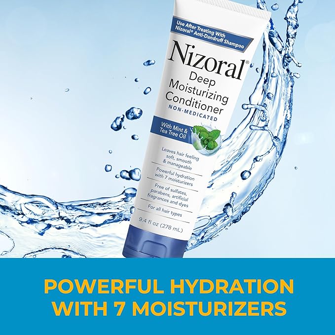 Nizoral Deep Moisturizing Conditioner with Mint & Tea Tree Oil for All Hair Types - Free of Sulfates, Parabens, Artificial Fragrances and Dyes, 9.4 oz