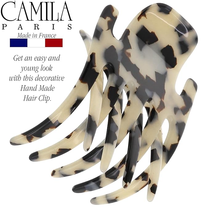 Camila Paris CP3473 French Hair Clip for Women, Hand-Made Hair Side Clips, 3 inch Girls Hair Claw Clips Jaw Fashion Durable Styling Hair Accessories for Women, Strong Hold No Slip Grip, Made in France