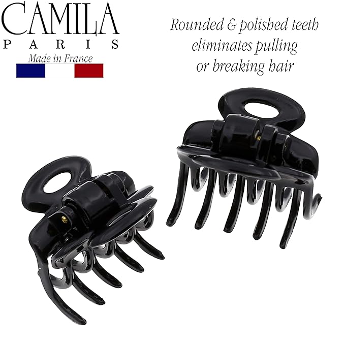 Camila Paris CP2/2 French Hair Clip for Women, Set of 2 Small 1 inch Girls Hair Claw Clips Jaw Fashion Durable and Styling Hair Accessories for Women, Strong Hold No Slip Grip, Made in France
