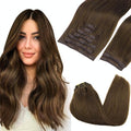 GOO GOO Clip in Hair Extensions Real Human Hair, Remy Human Hair Extensions Clip ins for Women, Natural Human Hair, 26inch 260g 9Pcs, #4A Chocolate Brown