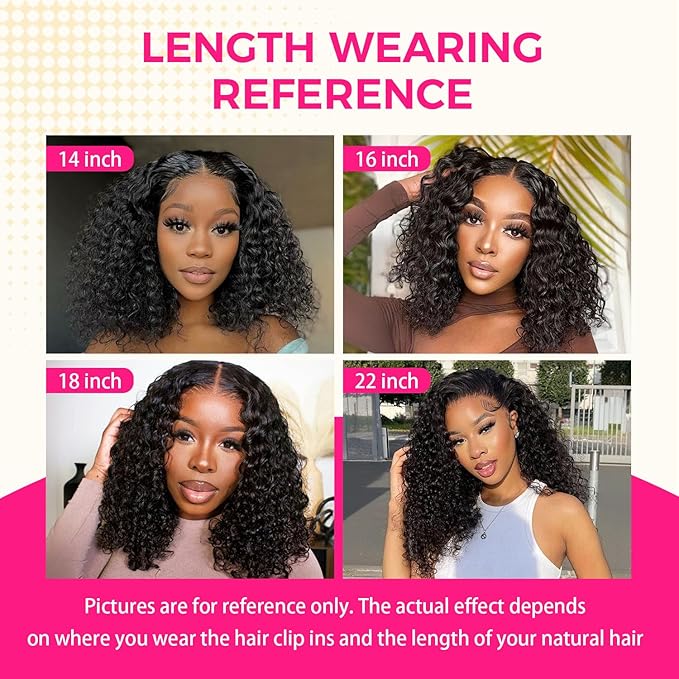 Lashey Clip in Hair Extensions 110g 7pcs Deep Wave Seamless Clip in Hair Extensions Human Hair 16 Inch Natual Black Thick Human Hair Extensions for Women