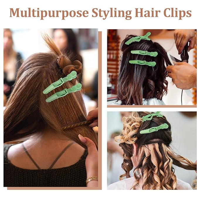 30 Pack Green Alligator Hair Clips for Styling Sectioning Large Salon Pro Hair Clips for Barber Hair Coloring, Cutting, Sectioning Big Gator Clips Hair Styling Accessories for Women Men