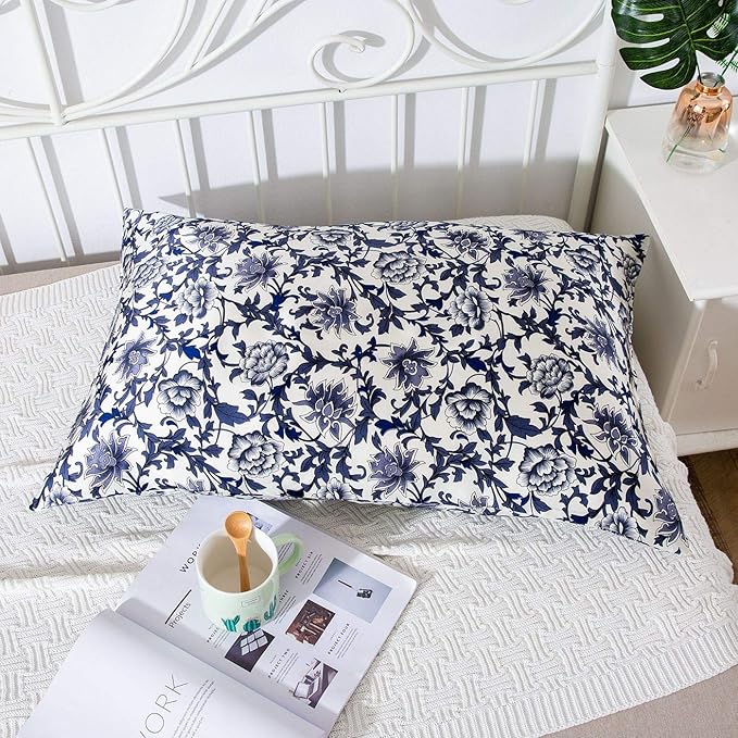 SLPBABY Silk Pillowcase for Hair and Skin with Hidden Zipper Print (Standard, Pattern13)