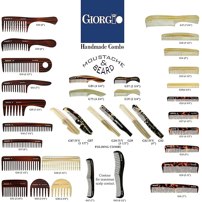 Giorgio G49 Yellow Tokio, Large Hair Detangling Comb, Wide Teeth for Thick Curly Wavy Hair, Detangler Comb For Wet and Dry, Handmade of Quality Cellulose, Saw-Cut, Hand Polished