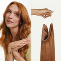 Luxy 100% Remy Human Hair – Halo Clip-In Hair Extensions –Natural Looking Volume & Length - One-Piece - Easy 5-Min Application 180 grams 20" Natural Red Halo
