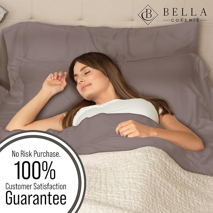Bella Coterie | Luxury Bamboo Viscose Queen Size Pillowcase Set | 100% Organically Grown | Ultra Soft | Cooling | 2 Pcs [Mocha]
