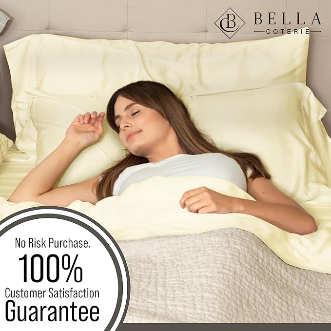 Bella Coterie | Luxury Bamboo Viscose Standard Size Pillowcase Set | 100% Organically Grown | Ultra Soft | Cooling | 2 Pcs [Lemonade]