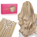WENNALIFE Seamless Clip In Hair Extensions Human Hair, 12 Inch 80g 7pcs Dirty Blonde Highlighted Bleach Blonde Real Hair Extensions Invisible PU Skin Weft Natural Remy Human Hair