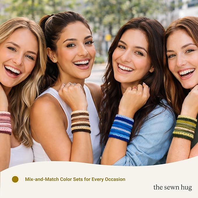Boho Hair Ties, 20-Pack (4 Styles) Cute Elastic Bands for Thick or Thin Hair, No-Damage Stretch Bracelets, Brown Hair Accessories for Women & Girls (Desert Daydream)