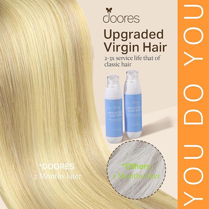 DOORES Hair Extensions Clip in Human Hair, Dirty Blonde Mixed Platinum Blonde 100g 7pcs 14 Inch, Remy Clip in Extensions Real Silky Weft