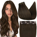 Full Shine Seamless Hair Extensions Clip in Dark Brown Hair Extensions Clip ins Brown Invisible Clip in Hair Extension Remy Hair for Short 12 Inch 3 Pcs 60 G