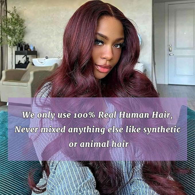 99J Human Hair Bundles Body Wave Burgundy Dark Red Wine Color Body Wave Bundles 100% Real Human Hair And True To Length 12 14 16 Inch 3 Pcs/Pack