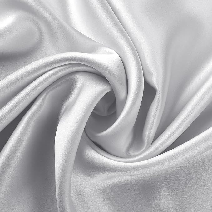 ALASKA BEAR Silk Pillowcase for Hair and Skin, Set of 2 Pure Genuine 22 Momme Mulberry Silk Pillow Cases King Size for Bliss Sleep Better Than Poly Satin, Zipper Closure(2pc, Silver)