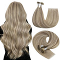 YoungSee U Tip Hair Extensions Human Hair Highlight Light Brown and Blonde Utip Human Hair Extension for Thin Hair Pre Bonded U Tip Remy Hair Extension Hot Fusion K Tip Hair Extensions Soft 50s/50g