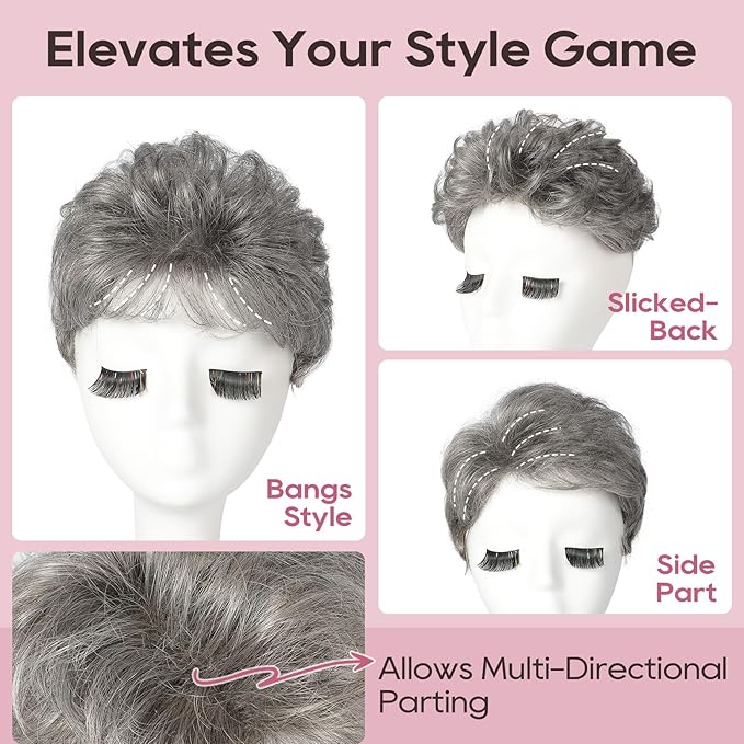 REECHO Hair Topper, Short Wiglet Hair Topper for Women with Thinning Large Coverage Synthetic Top Crown Hairpiece for Women - Medium Brown