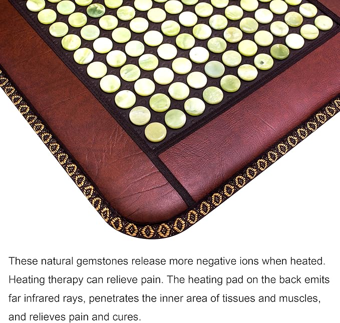Infrared Heating Pad, Far Infrared Natural Jade Heating Pad, Auto Shut Off, Adjustable Temperature, Gifts for Women/Men/Dad/Mom (Brown, jadeseatback-u)