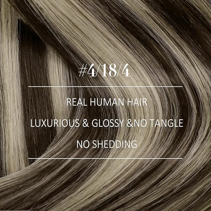YoungSee Sew in Hair Extensions Real Human Hair Balayage Weft Hair Extensions Human Hair Chocolate Brown with Ash Blonde Balayage Sew in Extensions Long Straight Hair 24Inch 100G