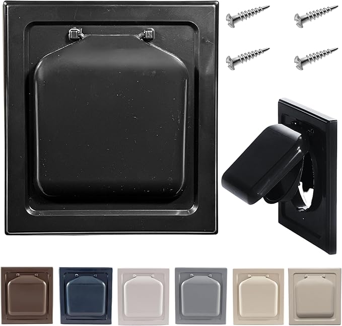 NO-PEST VENT, Exclusive Dual Door Dryer Vent Cover Outdoor 4 inch or Bathroom fan, Made in USA w Highest UV Resistant Plastic in any Outdoor Vent Cover (Onyx, 4 inch With 12" Duct Tube)