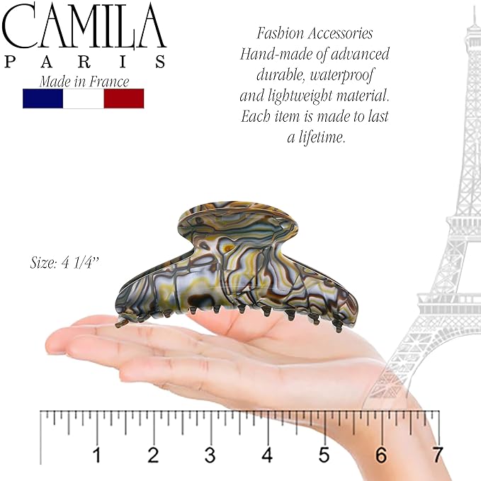 Camila Paris CP3036 French Hair Clip for Thick, Long, Curly & Wavy Hair - Handmade Onyx, Girls' Big Claw Clip, Strong Hold