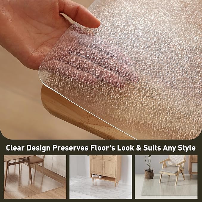 Clear Plastic Area Mat for Under Dining Table, 6'×9' Large No Slip Waterproof Vinyl Area Rug for Home, Anti-Spill Hard Floor Protector Cover for Living Room, Easy Clean Floor Mat